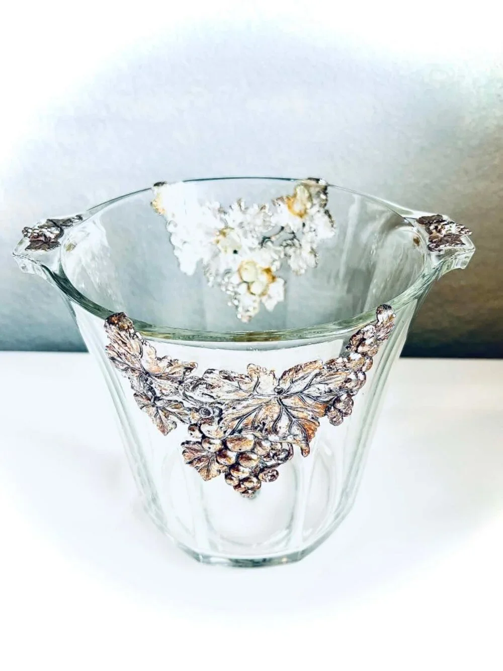 ARTHUR COURT DESIGNS Vint 1995 Collectible Grape Pattern Crystal Wine Ice BucKet